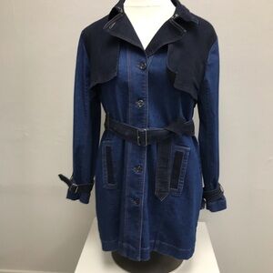 Gloria Vanderbilt X Christian Soriano Two-Toned Denim Trench Coat - Size 18